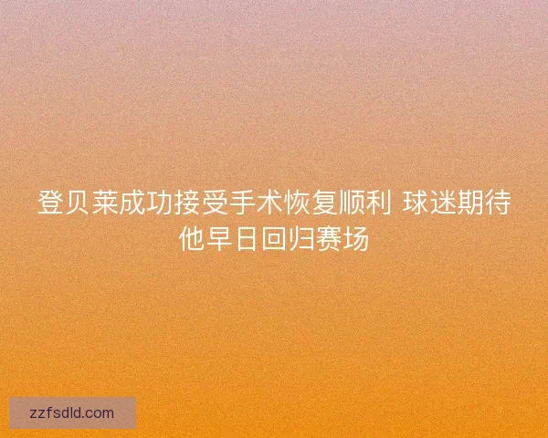 登贝莱成功接受手术恢复顺利 球迷期待他早日回归赛场