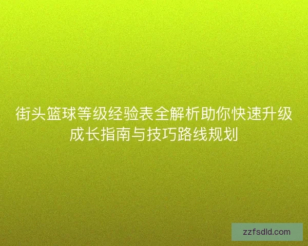 街头篮球等级经验表全解析助你快速升级成长指南与技巧路线规划