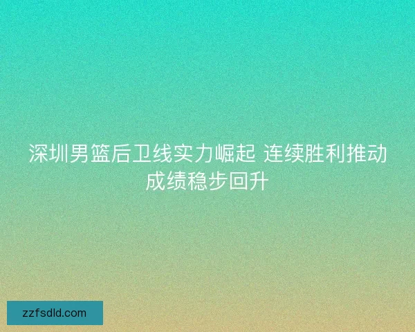 深圳男篮后卫线实力崛起 连续胜利推动成绩稳步回升